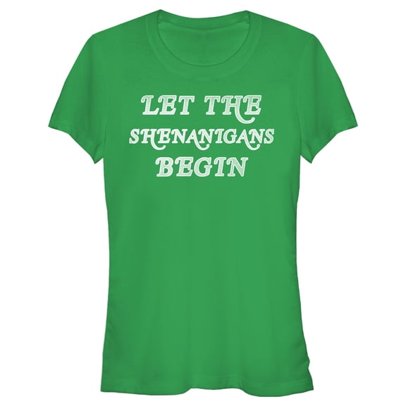 Junior's Lost Gods St. Patrick's Day Let the Shenanigans Begin Retro  Graphic Tee Kelly Green 2X Large