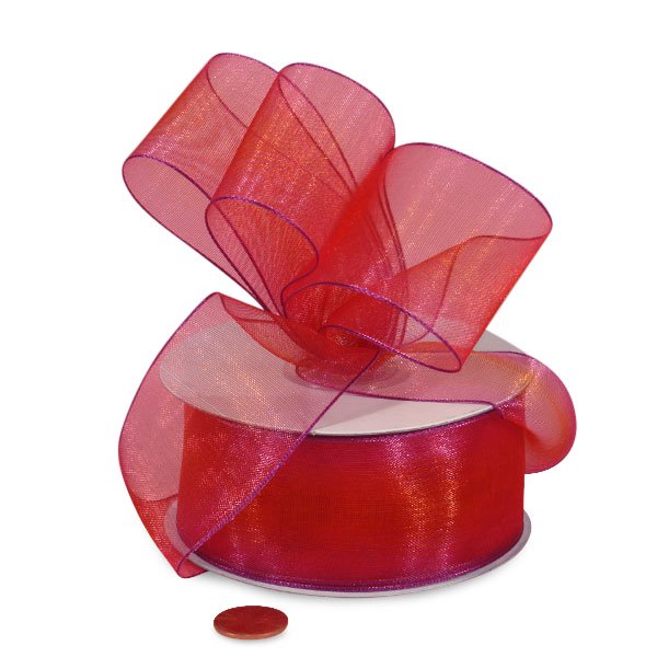 Golden and Fuchsia Iridescent Organza Ribbon 1 1/2" X 25 Yards by Paper Mart