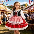 thumbnail image 2 of Byoo Infant Girl's Gingham Print Dirndl Dress Lace Trim Oktoberfest Gown Holiday Party Dresses, 2 of 5