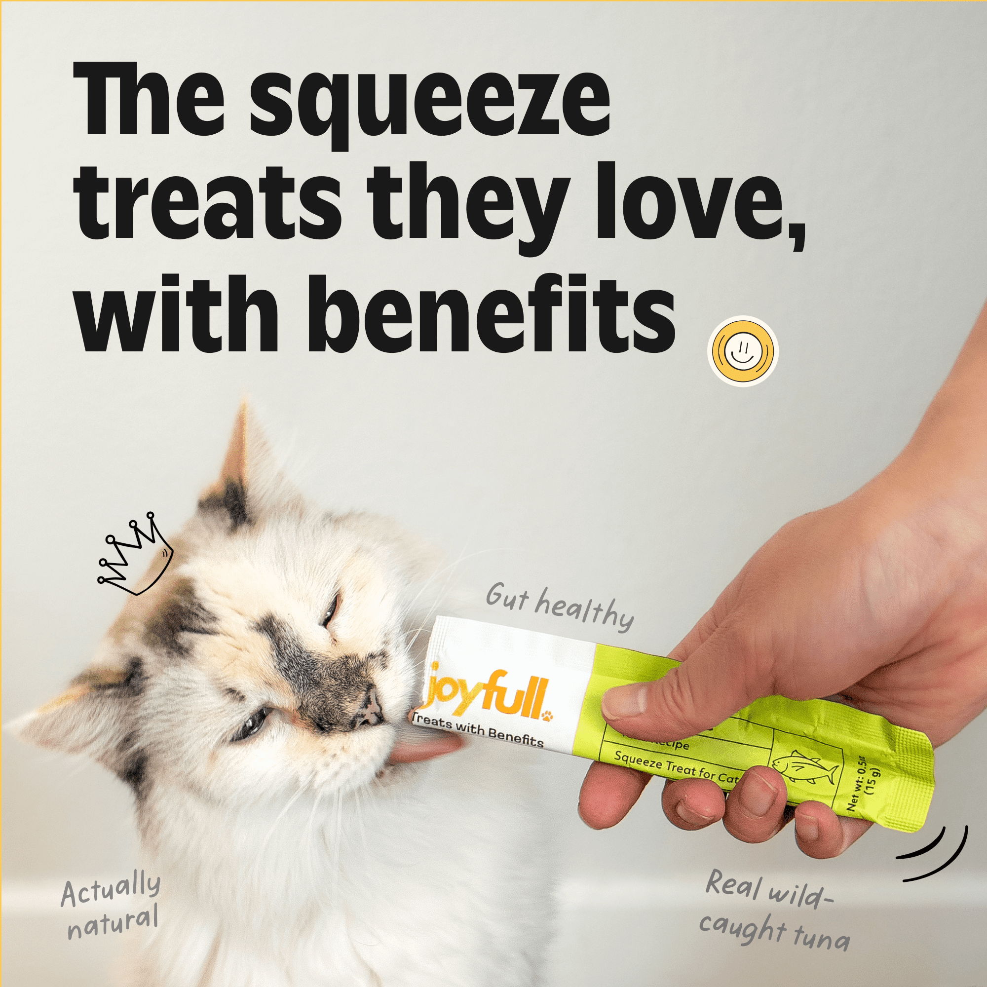 Joyfull Lickable Cat Treats with Prebiotics – Wild-Caught Tuna – Supports Digestive Health – 24 Tubes (0.5 oz Each)