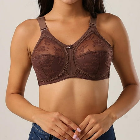 Ukumplol Womens Push Up Bras Push Up Bras for Women Lace Underwear for Women European and American Full Cup Bra Classic Sponge Lace Transparent Underwear Supportive Bras for Women Coffee 80CD