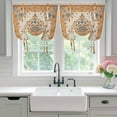 thumbnail image 5 of Vintage Tie Up Curtain 45 Inches Long, Boho Floral Vintage Ethnic Distress Traditional Style Balloon Style Kitchen Window Curtain Over Sink, Small Window Rod Pocket Curtain 52"x45", 5 of 9