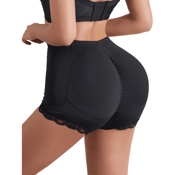 Women's Removable Pad Butt‑Lifting Shapewear, Lace Trim Boyshort Shaper for Hip Enhancement, Breathable For Daily And Party Wear