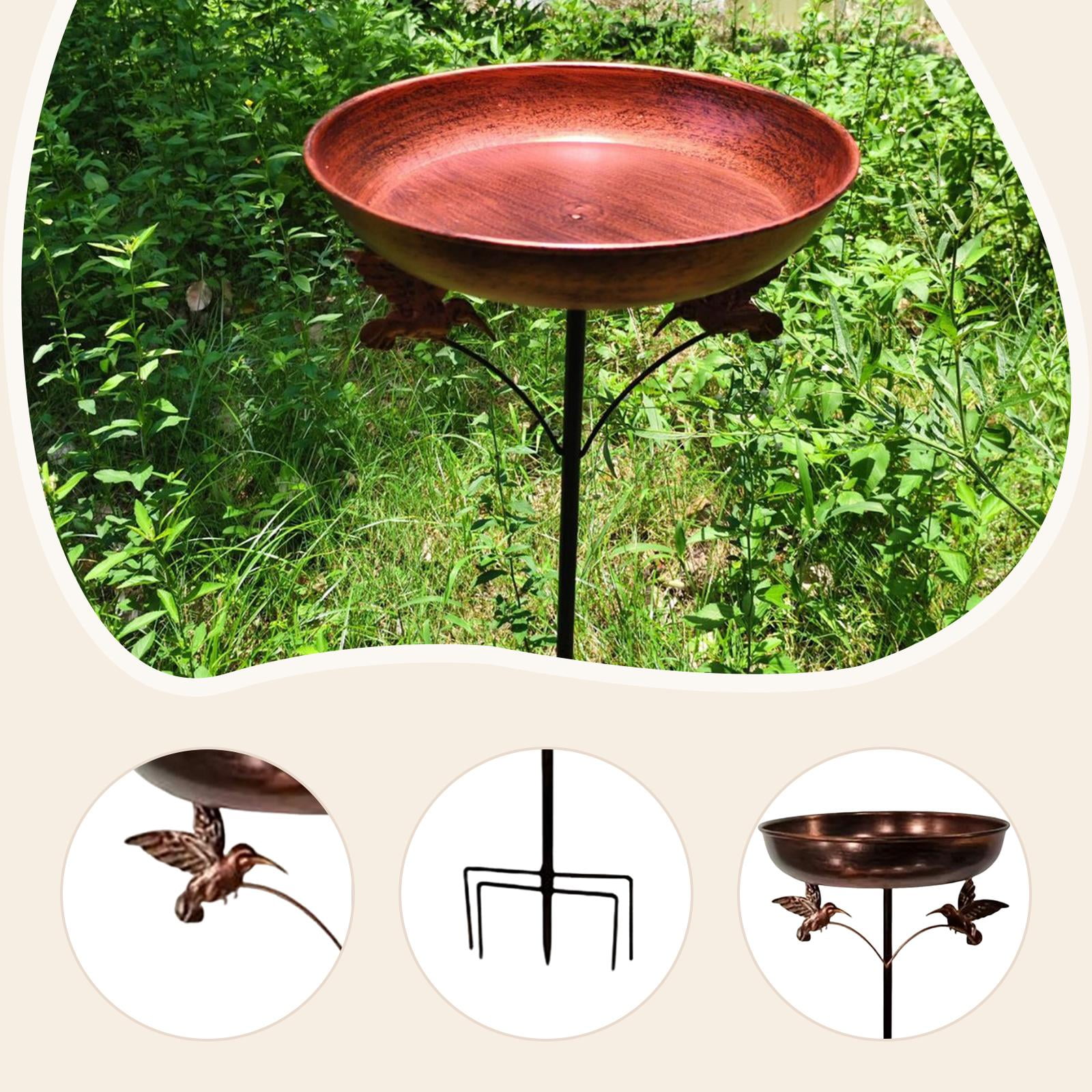 Bird Bath Feeder Iron Metal Large Capacity Bowl Detachable Vintage Design for Outdoor Backyard Lawn