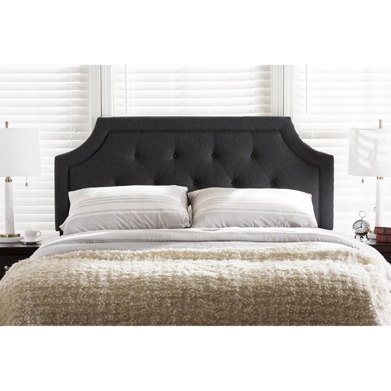 Baxton Studio Mars Modern and Contemporary Dark Grey Fabric King Size Headboard