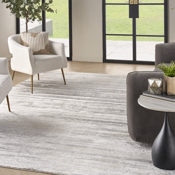 Nourison Glam Abstract Cream Grey 9' x 12' Area Rug (9x12)
