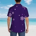 thumbnail image 4 of Bingfone Men's Short Sleeve Button Down Shirts Hawaiian Crystal Purple Snowflake Printed Beach Shirt, 4 of 7