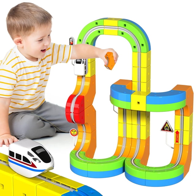 Set de tren eléctrico Annexfun 3D que desafía la gravedad, 69 piezas, para niños