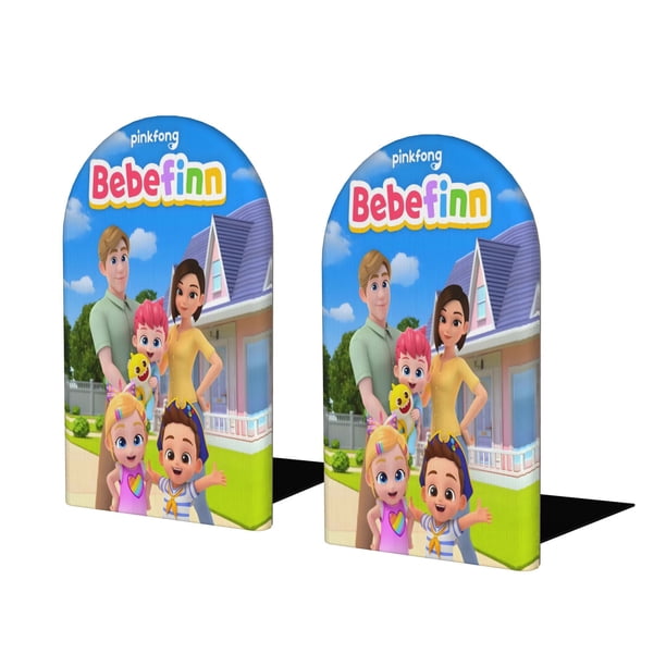 Bebefinn: Hora de Jugar Sujetalibros decorativos temáticos, tope para estantería con base antideslizante, uso dual para hogar y oficina - 2 piezas