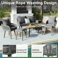 thumbnail image 6 of EUROCO 6 Pieces Modern Rope Patio Conversation Sets, 1000LBS Capacity FSC Certified Acacia Wood Outdoor Furniture with 3.2in Thicked Sofa Cushions and Ice Bucket Table,6PCS,Grey, 6 of 9
