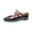 Black, variant on Women's Mary Jane Flats Retro Round Toe Soft Ballet Flats Comfort Double Line Strap Slip On Wedding Dressy Flats Walking Shoes Brown 9 Wide