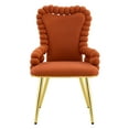thumbnail image 6 of Set of 2 Brown Puffy Bubble Chair Ball Chain Chair Velvet Dining Chairs with Gold Legs, Upholstered Accent Chairs with Armrests for Dining Room, Kitchen, 6 of 13