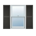 thumbnail image 1 of 14 1/2"W x 43"H Lifetime Vinyl, Custom Cathedral Top Center Mullion, Open Louver Shutters, w/Shutter-Loks (Per Pair), Tuxedo Grey, 1 of 12