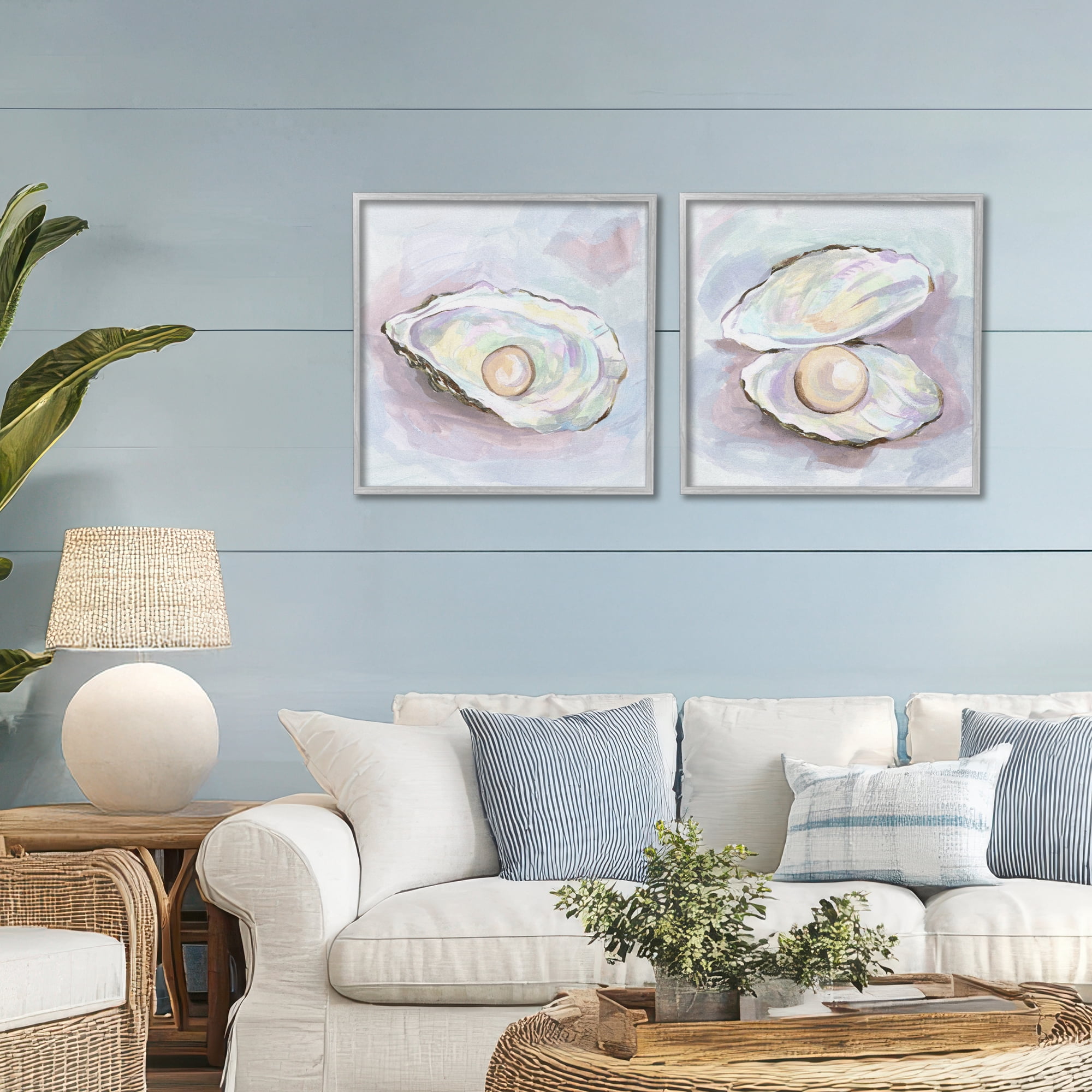 Stupell Industries Aquatic Silent Opals 2 Piece Gray Framed Giclee Art Set, design by Melissa Wang