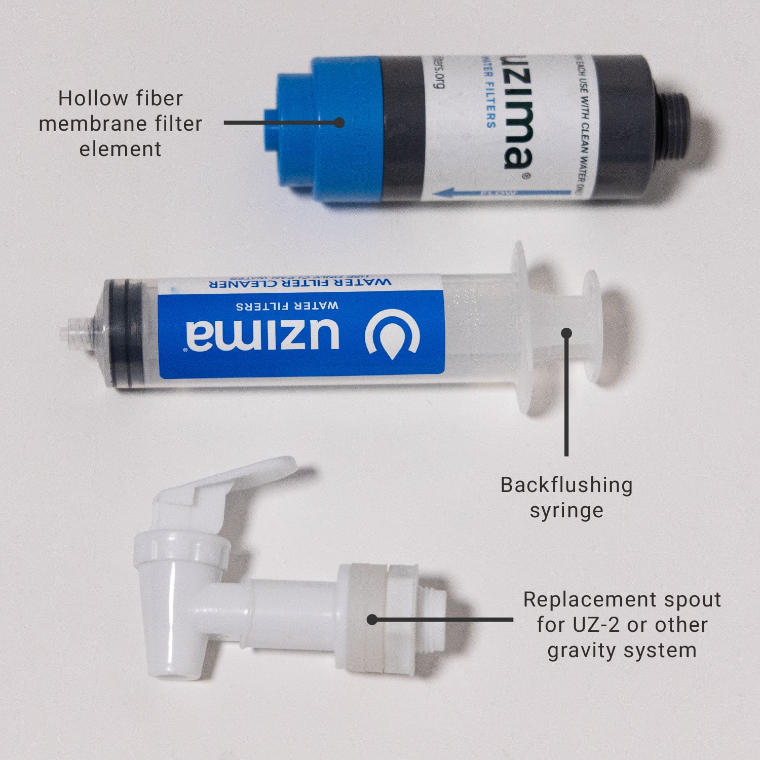 Uzima UZ-1 Cartridge Replacement for UZ-2 Gravity Water Filtration System - Portable Water Filter