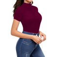 thumbnail image 2 of CAILDANL Mock Neck Tops for Women Basic Short Sleeve Tight Summer Sexy Dressy Casual Summer T-Shirts, 2 of 6