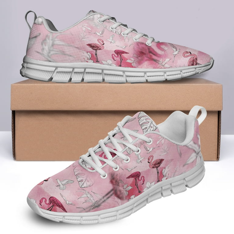 Flamingo Shoes for Men Women Running Sneakers Breathable Casual Sport Tennis Shoes White Size 10.5