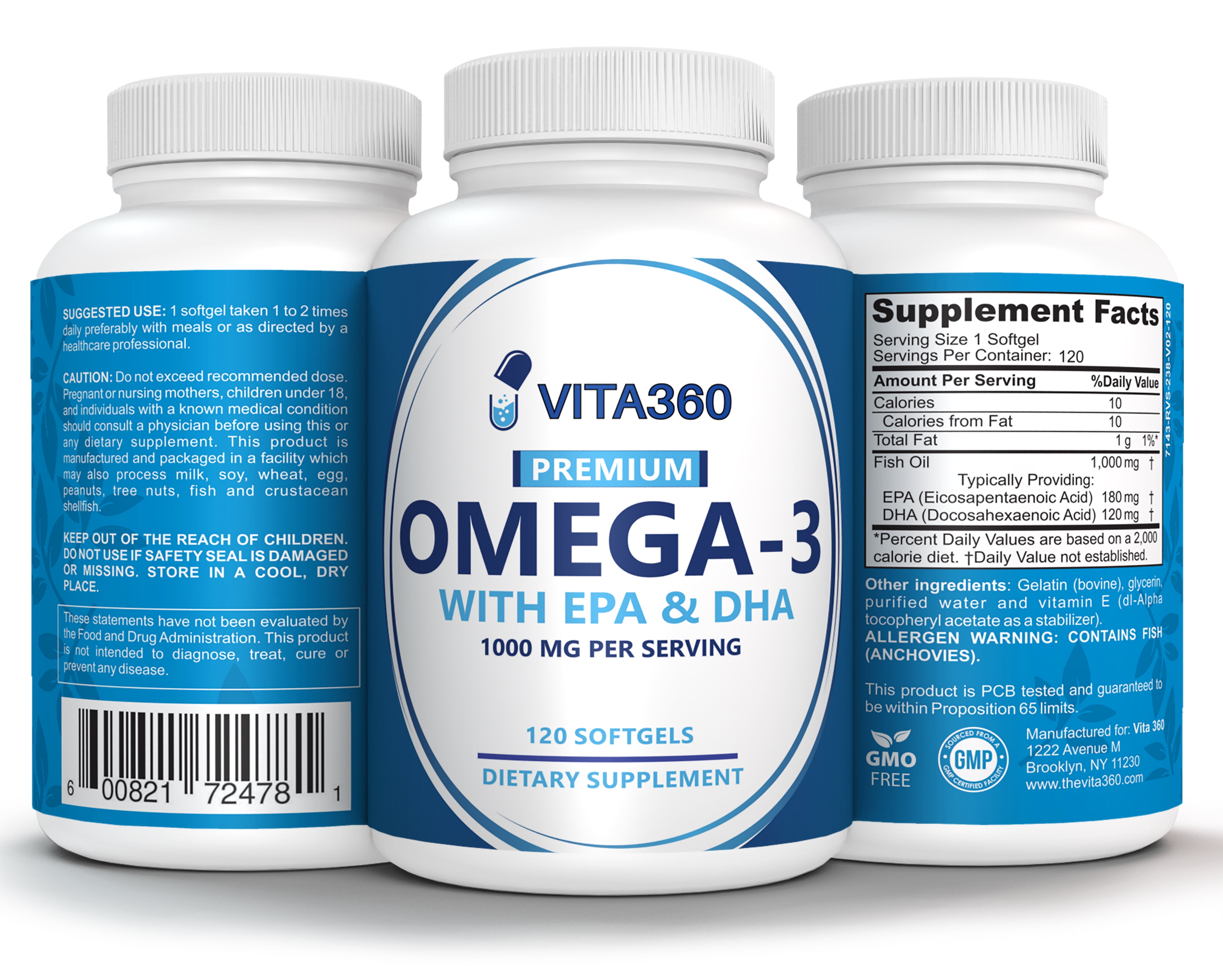 VITA360 OMEGA3 With EPA & DHA 1000MG SOFTGELS 120 CT