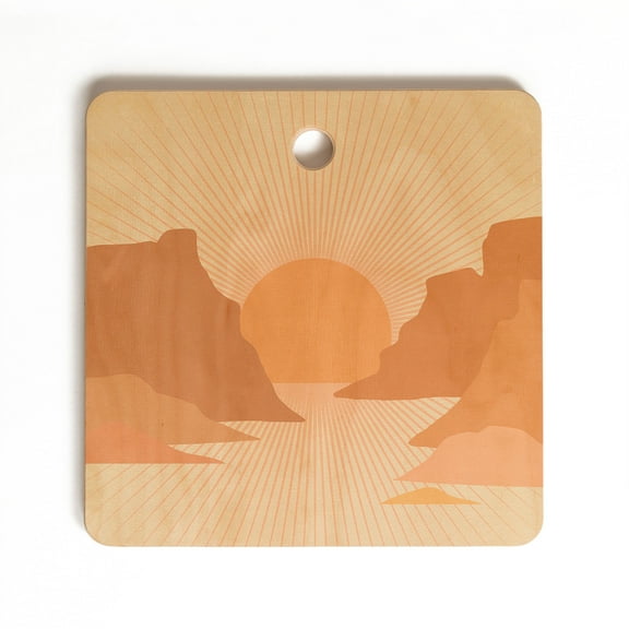 Society6 Iveta Abolina Valley Sunset Coral Square Cutting Board