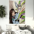 thumbnail image 3 of Outer Space Tapestry, Alien Attacks Terrified Uniform Woman Human against Monster Sci Fi Discovery, Wall Hanging for Bedroom Living Room Dorm Decor, 60W X 80L Inches, Multicolor, by Ambesonne, 3 of 5