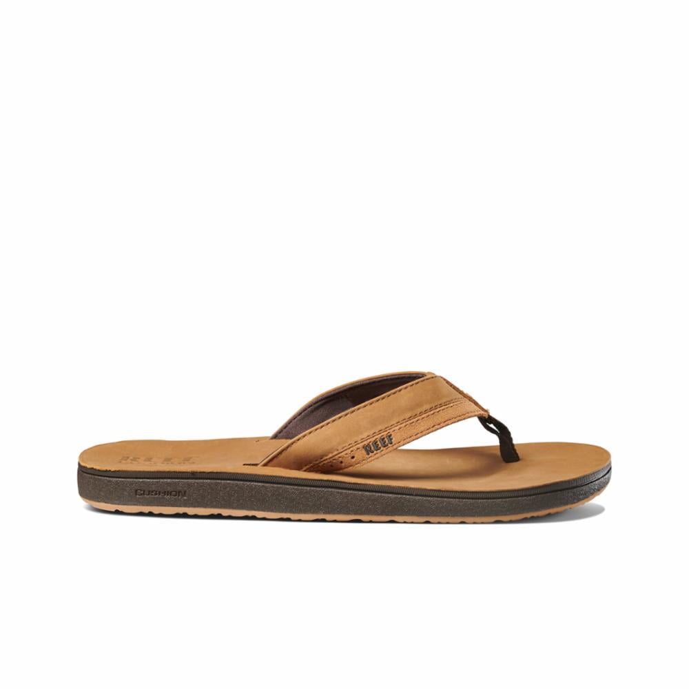 reef men's leather contoured cushion sandal