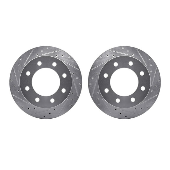 Dynamic Friction Company Rear Brake Rotors-Drilled and Slotted-Silver 7002-48058
