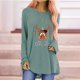 thumbnail image 1 of Puntoco Merry Christmas - Jersey de manga larga con estampado informal para mujer, manga raglán, manga larga, cuello redondo, top/camisa Puntoco Puntoco-1028, 1 of 5