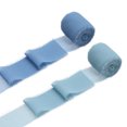 thumbnail image 1 of Uxcell 2 Rollos de Cinta de Gasa, Cinta de Flecos Hecha a Mano de 1.5 Pulgadas x 5 Yardas para Envolver Ramos de Flores Decoración de Bodas Artesanías DIY Azul/Azul Marino, 1 of 5