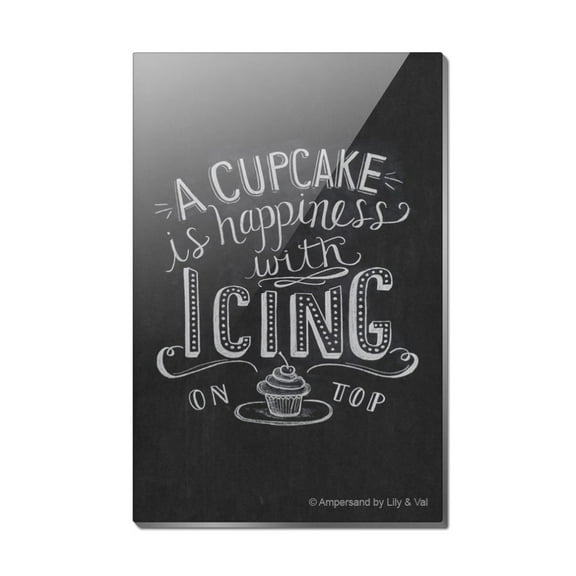 A Cupcake is Happiness with Icing Rectangle Acrylic Fridge Refrigerator Magnet