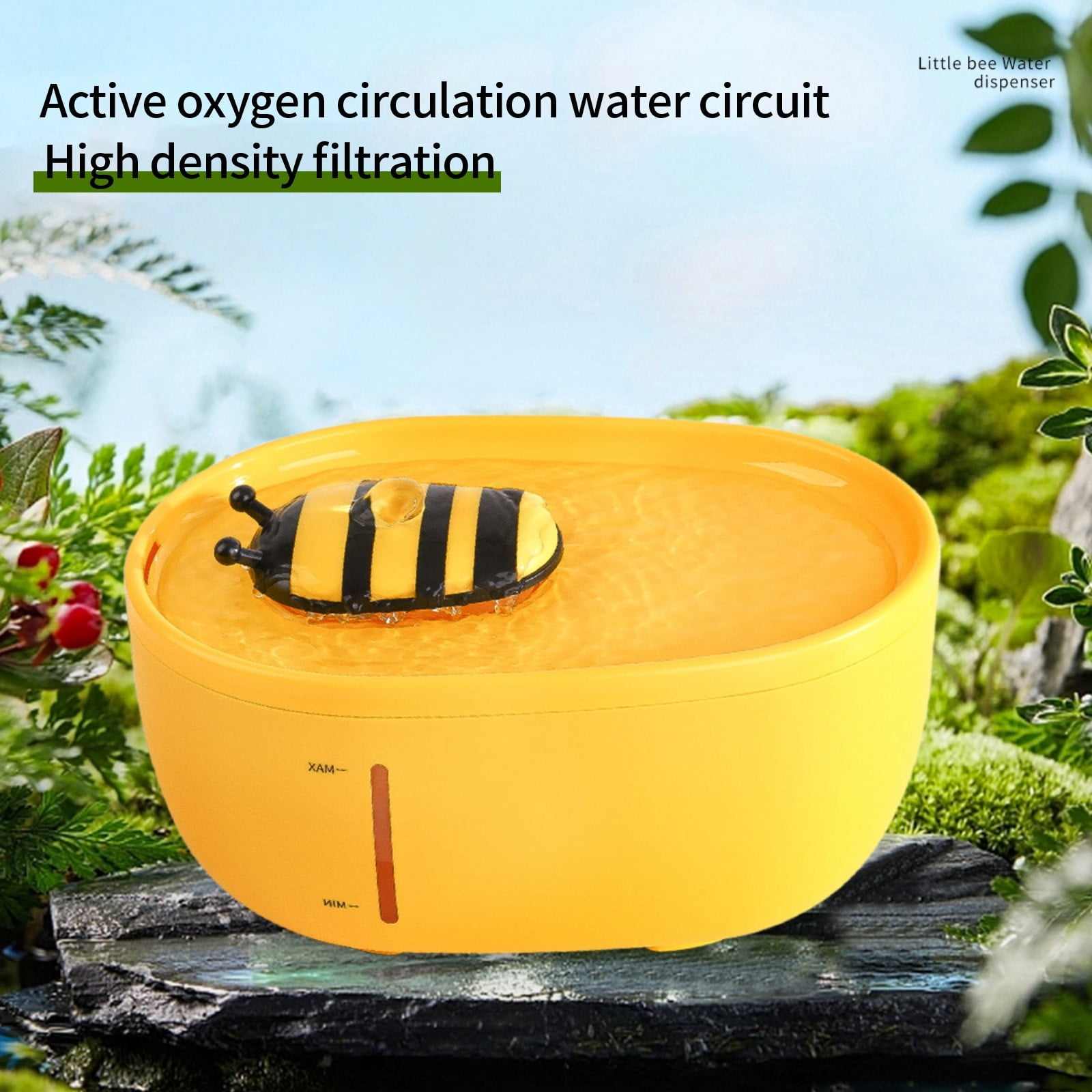 2L Pet Water Fountain Leakproof Quiet Automatic Water Dispenser in Cute Bee Shape Smart Hydration Bowl for Indoor Cats & Small Dogs