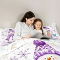 thumbnail image 4 of Homewish Lovely Xmas Snowman 7-Piece Twin Bedding Sets,Cute Snowflake Bird Bedding Comforter Set,Purple White Sheet Sets For Girl Teens,Breathable Home Decor Reversible, 4 of 8