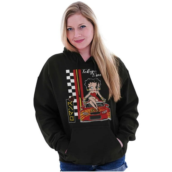 Betty Boop Kanji Tokyo Speed Racecar Hoodie Sweatshirt Women Brisco Brands S