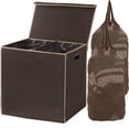 thumbnail image 1 of Cesto para ropa sucia Simple Houseware, doble con tapa, marrón, 1 of 7