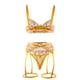thumbnail image 4 of Gibobby Lencería sexy para mujer Día de San Valentín Ropa interior divertida para mujer, sujetador transparente transparente con flores, conjunto de piezas de ropa interi(Amarillo, XL), 4 of 5