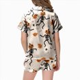 thumbnail image 4 of CAUYDY Halloween Pajamas Girl Silk Pajamas Button Up Shirt and Shorts Satin Pajama Set 2 Piece Loungewear Sleepwear,6-7 Y, 4 of 5