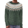 thumbnail image 5 of Women Vintage Fair Isle Geometric Pattern Crew Neck Sweater Long Sleeve Loose Soft Knit Pullover Top S, 5 of 7