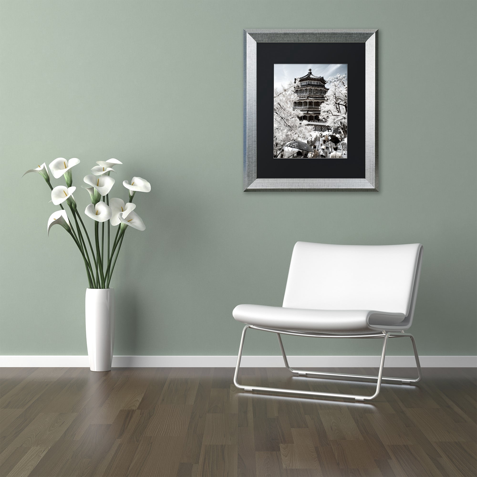 Trademark Fine Art "White Temple" Canvas Art by Philippe Hugonnard, Black Matte, Silver Frame