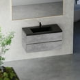 thumbnail image 3 of 42" Floating Bathroom Vanity with Sink, Modern Wall-Mounted Bathroom Storage Vanity Cabinet with Black Quartz Sand Top Basin and Soft Close Drawers, EDI-Series Cement Grey, 3 of 13