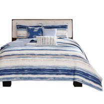 Gracie Mills Coastal Watercolor Quilt Set 6-Piece Reversible Seashell Pillows GRACE-3149