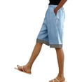 thumbnail image 6 of Womens Casual Linen Cotton Pants Casual Womens Shorts Plus Size Summer Shorts Shorts For Women Casual Summer Cotton Linen Shorts For Women Wide Leg Jean Bermuda Shorts Womens Baggy Jean Shorts, 6 of 9