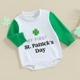 thumbnail image 4 of Jacenvly St. Patrick'S Day Boys Clothes Clearance Lightweight Loose Round Neck Newborn Boys Girls Long Sleeve Oversized Shamrocks Sweatshirt Bodysuit Shamrocks Bodysuit 3-12 Months Green, 4 of 6
