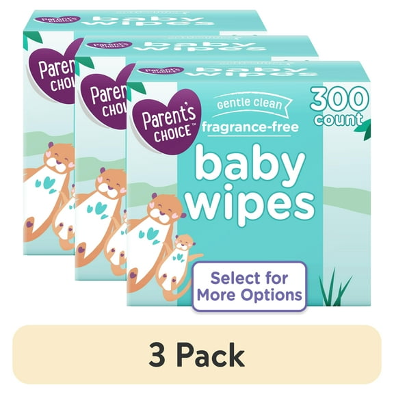 (3 pack) Parent's Choice Fragrance-Free Baby Wipes, 300 Count (Select for More Options)