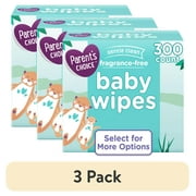 (3 pack) Parent's Choice Fragrance-Free Baby Wipes, 300 Count (Select for More Options)