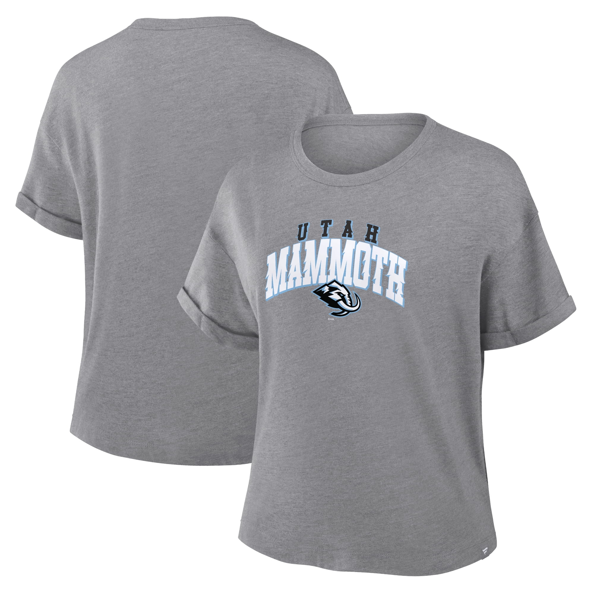 Women's Fanatics Heather Gray Utah Mammoth Tribute Tri-Blend Boxy T-Shirt