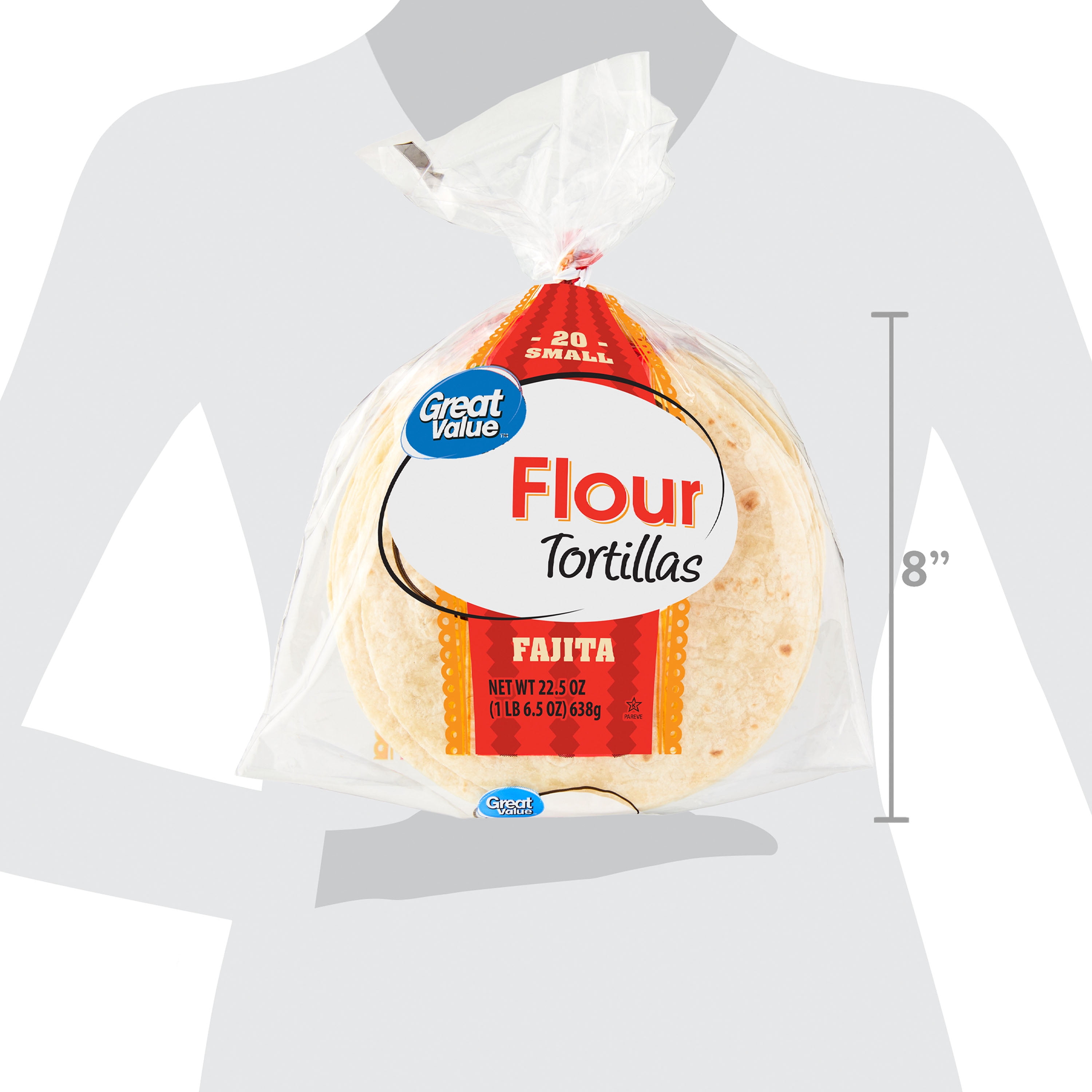 (4 pack) Great Value Small Fajita Flour Tortillas, 22.5 oz, 20 Count