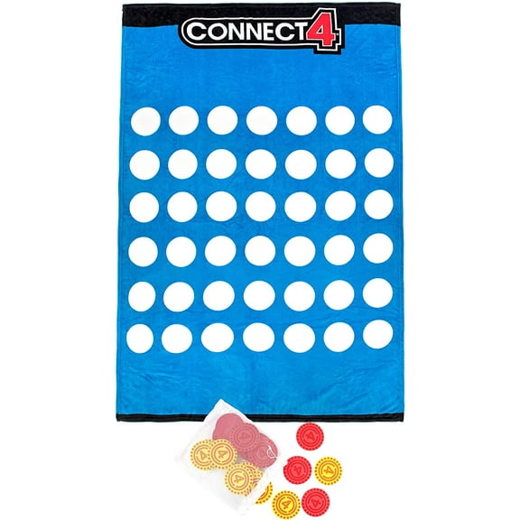 Hasbro Connect 4 3 Piece 60" x 90" Game Blanket Set, 100% Microfiber, Blue
