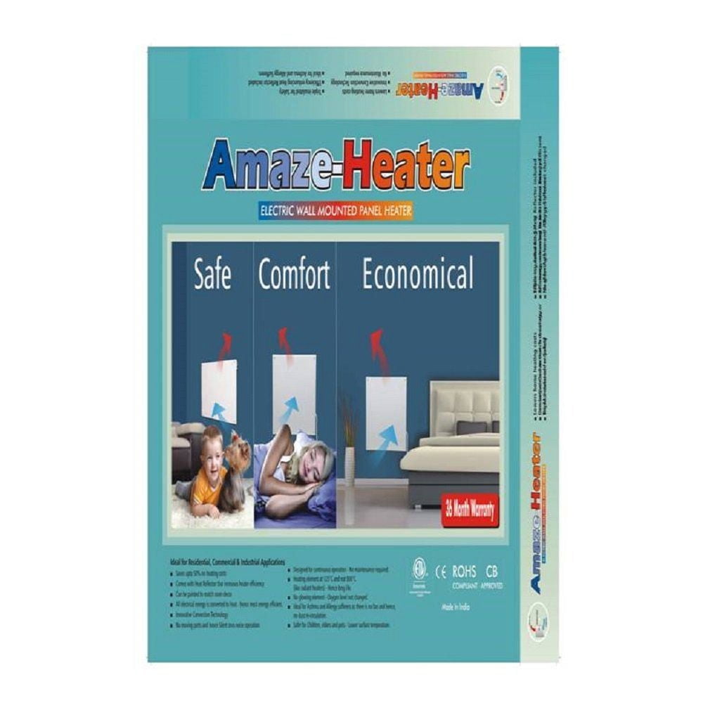 Amaze Heater 600w with Plug-in Thermostat Electric Panel Room Heater