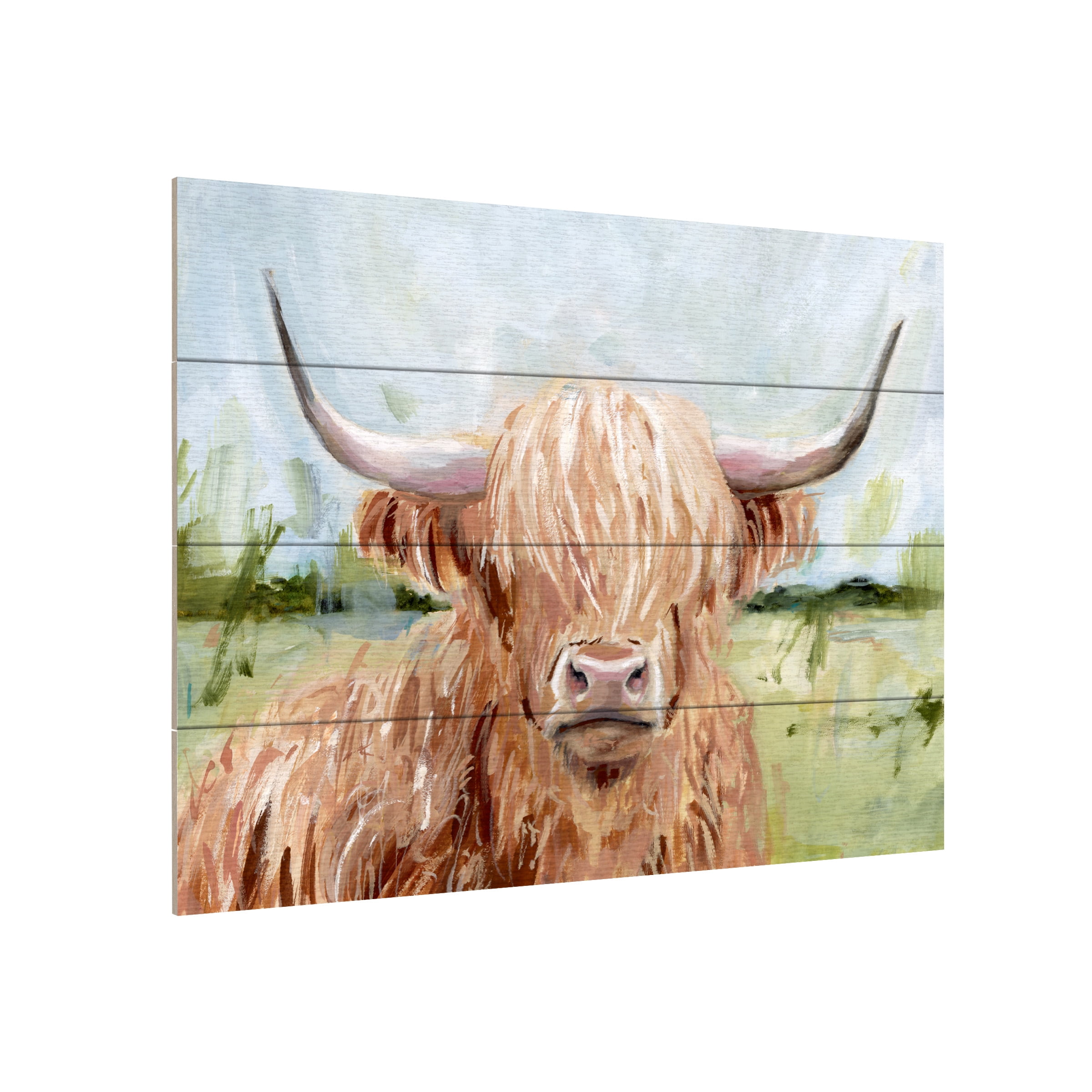 Victoria Borges 'Highland Grazer II' Wood Slat Art 12x16