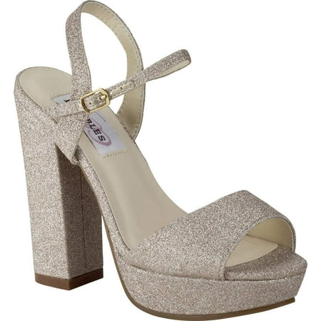 

Women s Dyeables Whitta Platform Sandal Champagne Glitter 7 M