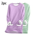 thumbnail image 2 of Feancey 2 Pack Pajamas for Women Sherpa Fleece lined Sweatshirts Winter Fuzzy Warm Crewneck Pullover Soft Cozy Loungewear Thermal Tops with Pockets Purple M, 2 of 4